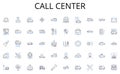 Call center line icons collection. Alpine, Ravine, Cliff, Summit, Gorge, Ridge, Peak vector and linear illustration