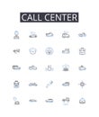 Call center line icons collection. Plot, Character, Theme, Conflict, Protagonist, Antagonist, Setting vector and linear