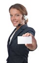 Call center operator with blank Royalty Free Stock Photo