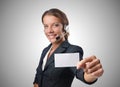 Call center operator with blank message Royalty Free Stock Photo