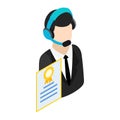 Call center operator with headset icon