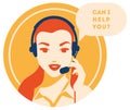 Call center operator with headset icon. Client services and communication, customer support, phone assistance. Royalty Free Stock Photo