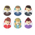 Call center operator icons with a smiling friendly