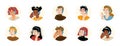 Call center operator isolated avatars, round icons