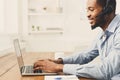 Call center operator man with headset working Royalty Free Stock Photo