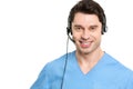 Call center operator man in medical. Royalty Free Stock Photo