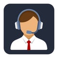 Call Center Operator or Manager with Headset Flat