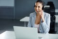 Call Center Operator Sitting Infront of Her Computer