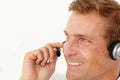 Call center operator smiling Royalty Free Stock Photo