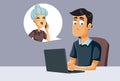 Call Center Operator Talking to a Senior Customer Vector Cartoon