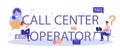 Call center operator typographic header. Idea of customer service.