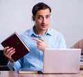 Call center operator working at his desk Royalty Free Stock Photo