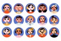 Call center operators avatar or round icons set