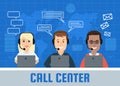 Call center operators working in office