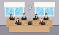 Call center operators on working place. Vector illustration