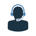 Call center, phone operator, support chat, emergency service icon. Simple editable vector illustration Royalty Free Stock Photo