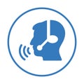 Call center, service operator, customer support icon. Blue Vector design Royalty Free Stock Photo