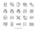 Call center service and phone line icon set