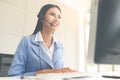 Call Center Service. Photo of customer support or sales agent. Royalty Free Stock Photo