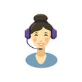 Call center smiling operator with headset icon