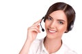 Call center support phone operator in headset isolated Royalty Free Stock Photo