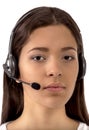 Call center support phone operator in headset isolated Royalty Free Stock Photo