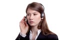 Call center support phone operator in headset isolated Royalty Free Stock Photo