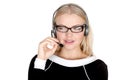 Call center support phone operator in headset isolated Royalty Free Stock Photo