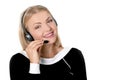 Call center support phone operator in headset isolated Royalty Free Stock Photo