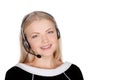 Call center support phone operator in headset isolated Royalty Free Stock Photo