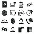 Call center symbols icons set, simple style Royalty Free Stock Photo