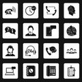 Call center symbols icons set squares vector Royalty Free Stock Photo
