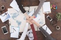 Call center team beside table Royalty Free Stock Photo