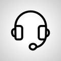 call center line icon. headphones Linear outline icon Royalty Free Stock Photo