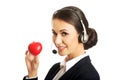 Call center woman holding heart model Royalty Free Stock Photo