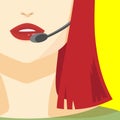 Call center woman operator pop art vector illustration