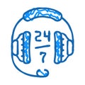 24 7 call center work icon doodle illustration Royalty Free Stock Photo