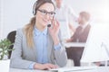 Call center worker focused at work Royalty Free Stock Photo
