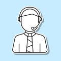 Call centre man avatar sticker icon. Simple thin line, outline vector of avatar icons for ui and ux, website or mobile application