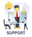 Call centre, online customer support service, vector illustration. Technical support, helpdesk. Royalty Free Stock Photo