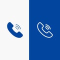Call, Communication, Phone Line and Glyph Solid icon Blue banner Line and Glyph Solid icon Blue banner Royalty Free Stock Photo