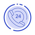 Call, Communication, Phone, Support Blue Dotted Line Line Icon