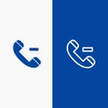 Call, Contact, Delete Line and Glyph Solid icon Blue banner Line and Glyph Solid icon Blue banner Royalty Free Stock Photo