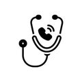 Black solid icon for Call The Doctor, stethoscope and health Royalty Free Stock Photo