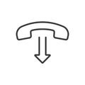 Call dropped, icon in line design. Call, dropped, phone, disconnect, signal, error, mobile on white background vector