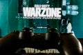 Call of Duty Warzone video game. Playing video game on Playstation 4.