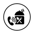 Call, food, order icon. Black vector sketch