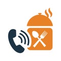 Call, food, order icon. Simple vector sketch