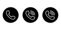 Call, handset line icon vector on black circle