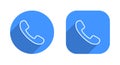 Call, handset line icon vector with long shadow